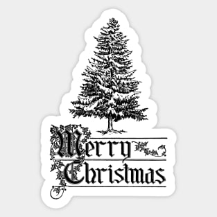 Merry Christmas with Conifer Tree Sticker